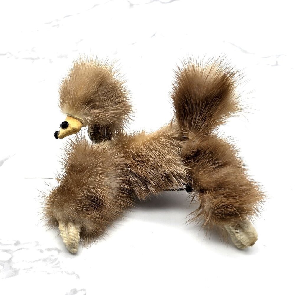 Vintage Afghan or Poodle Dog Pin Brooch 3 in. Fur Mid Century Modern 1950s MCM